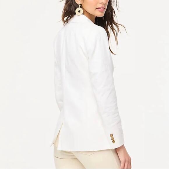J Crew Factory Womens Linen Blend One Button Blazer Size 2 Petite White - Picture 8 of 16